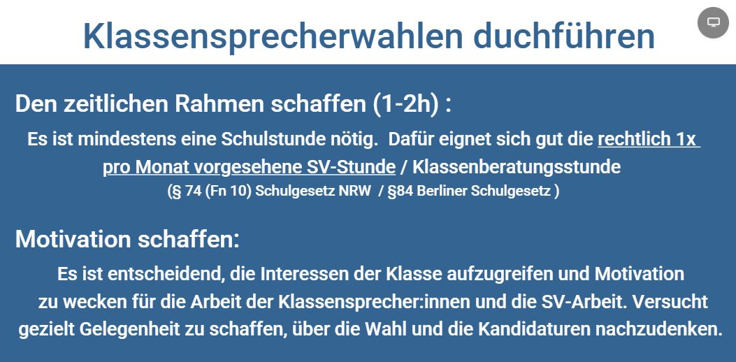 Klassensprecher Wahlen SV 