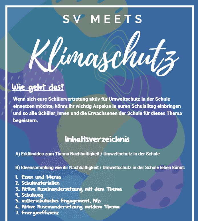 Klimaschutz Nachhaltigkeit SV Schule